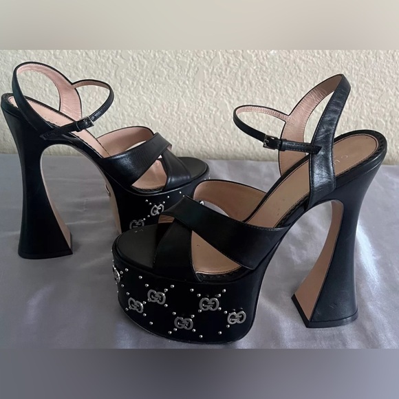 Gucci Interlocking G Logo Platform Ankle Strap Sandals Heels Shoes $1290 - Picture 10 of 16